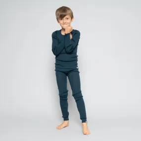 100% Merino Wool Arona Leggings - Navy Teal - 1-12m