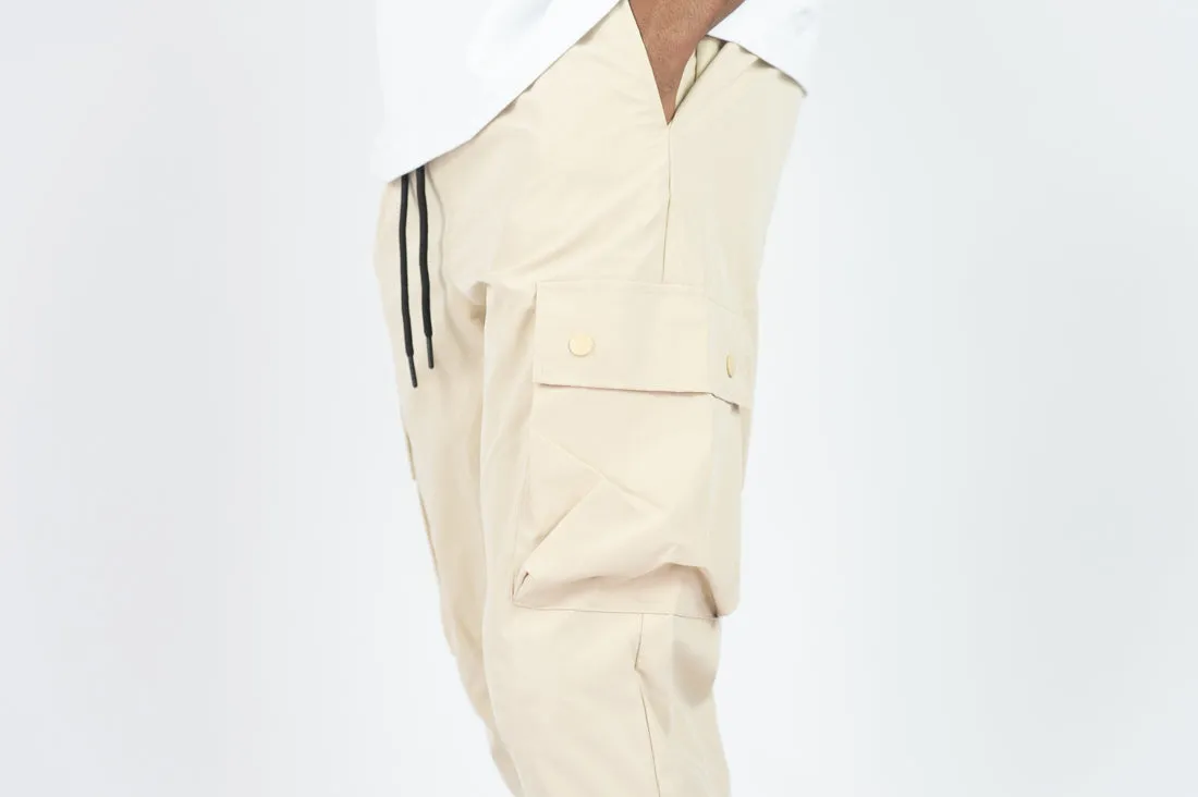 451R Solid Nylon Cargo Pants - Khaki