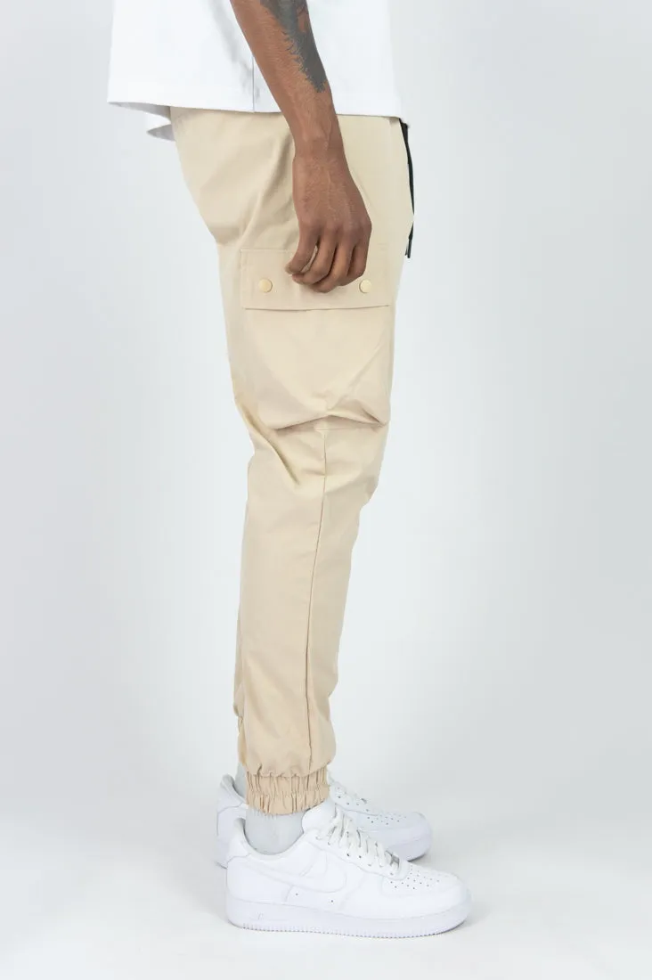 451R Solid Nylon Cargo Pants - Khaki