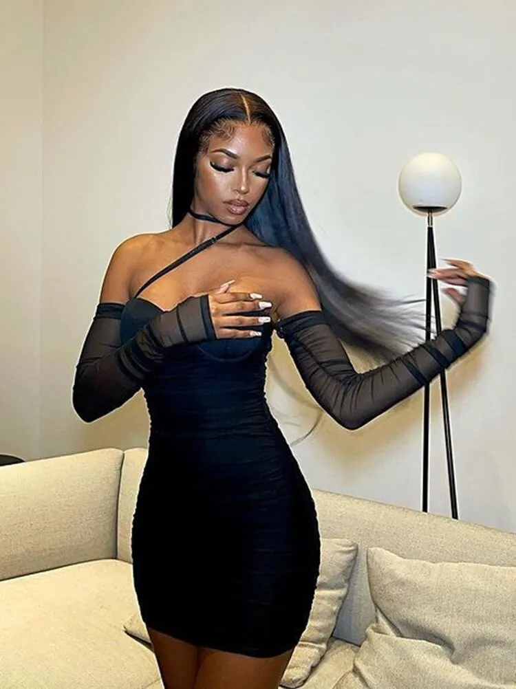 A&A Luxe Mesh Strapless Dress