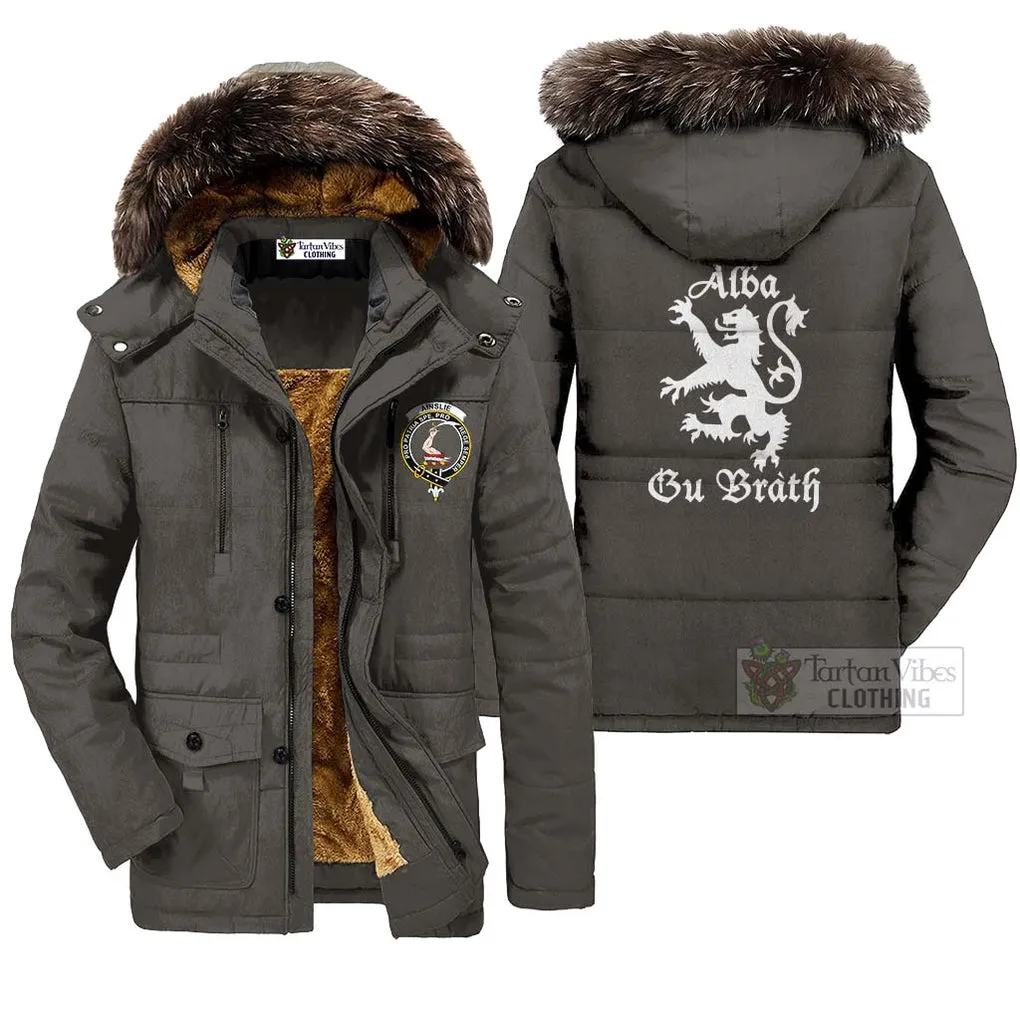 Ainslie Family Crest Parka Jacket Lion Rampant Alba Gu Brath Style