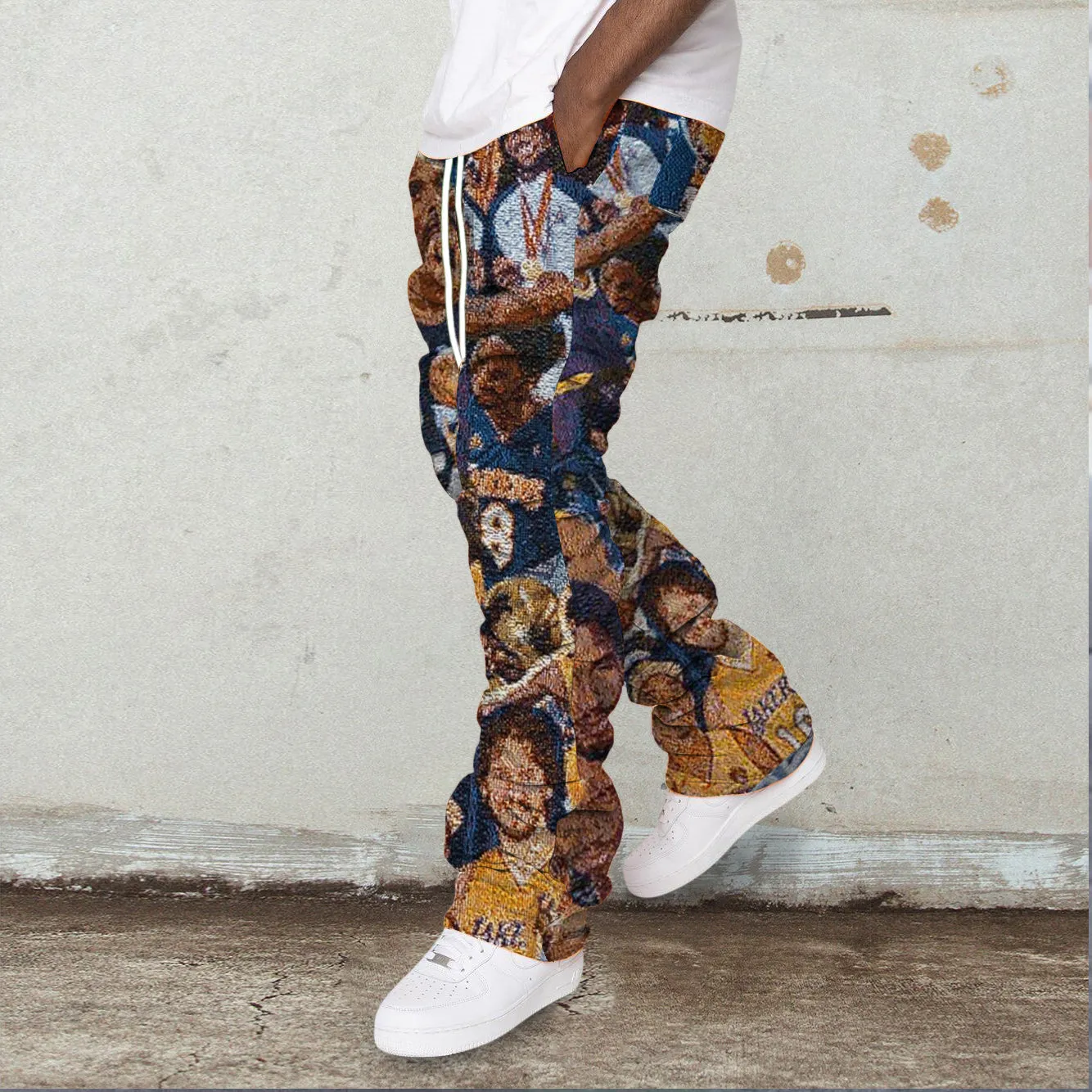 Basketball Pattern Casual Retro Pile Pants Trousers
