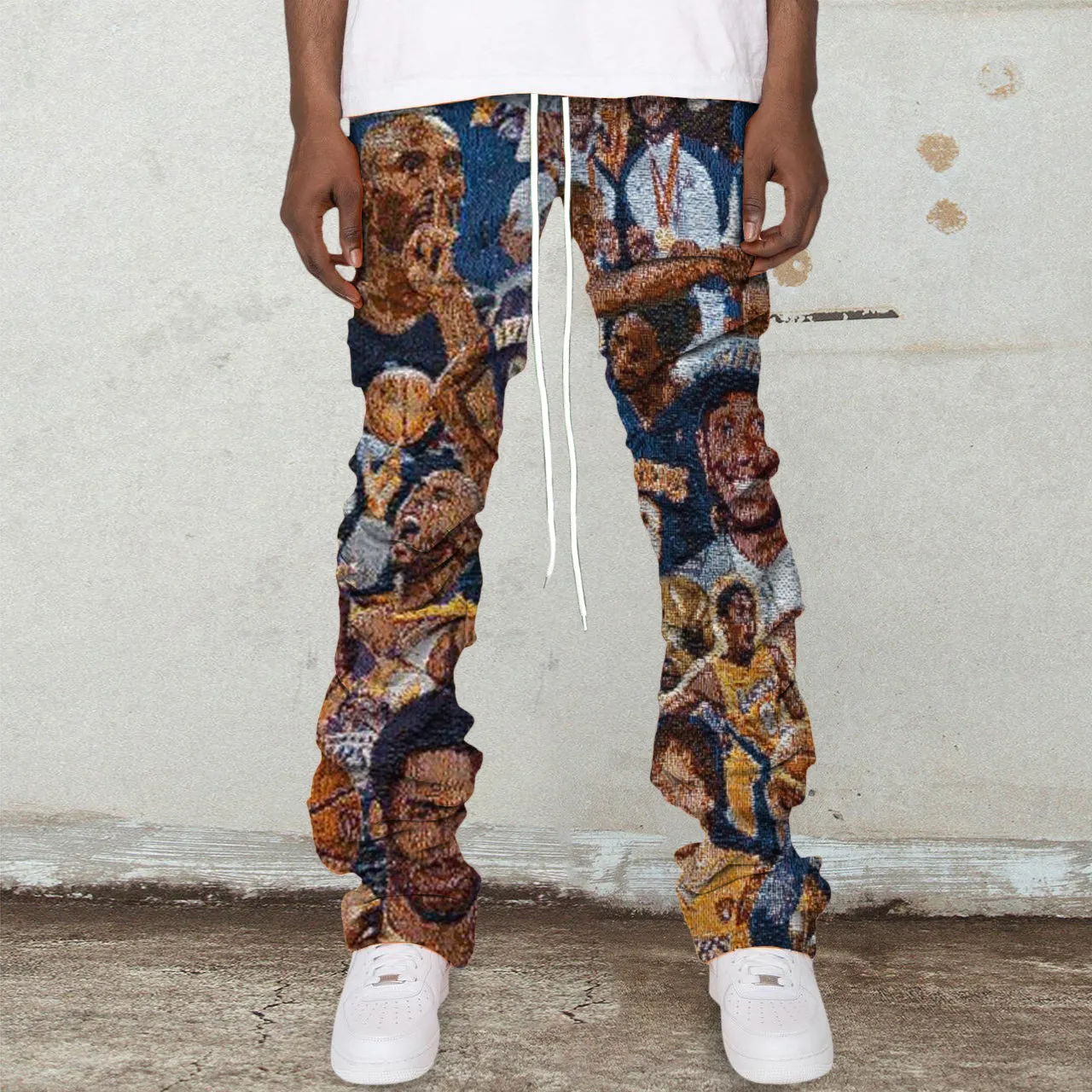 Basketball Pattern Casual Retro Pile Pants Trousers