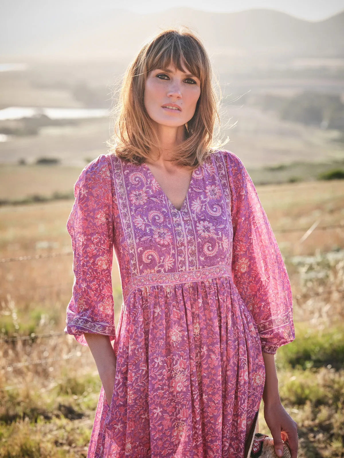 Bella Maxi Heritage Dress In Magenta