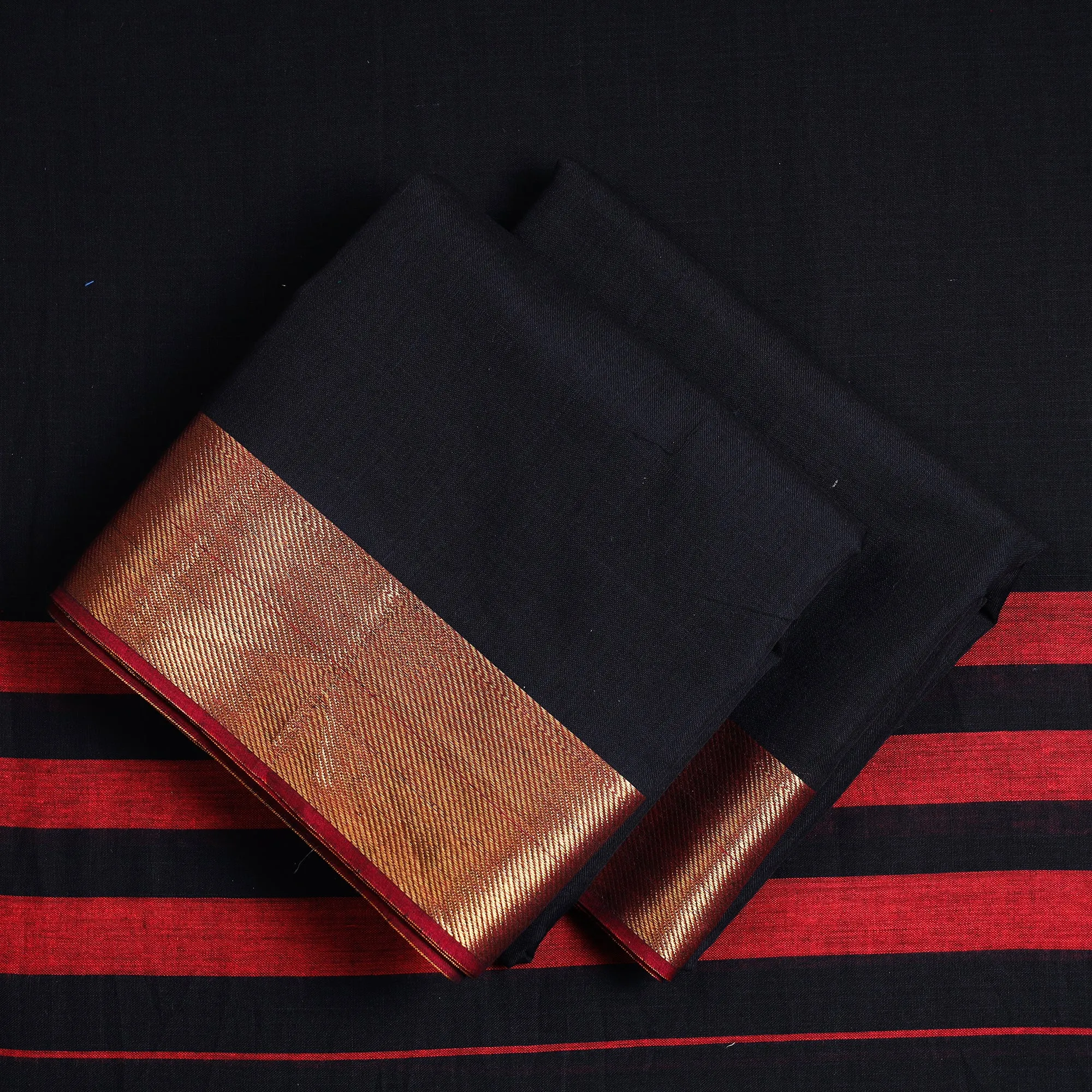 Black - 3pc Dharwad Cotton Suit Material Set 09