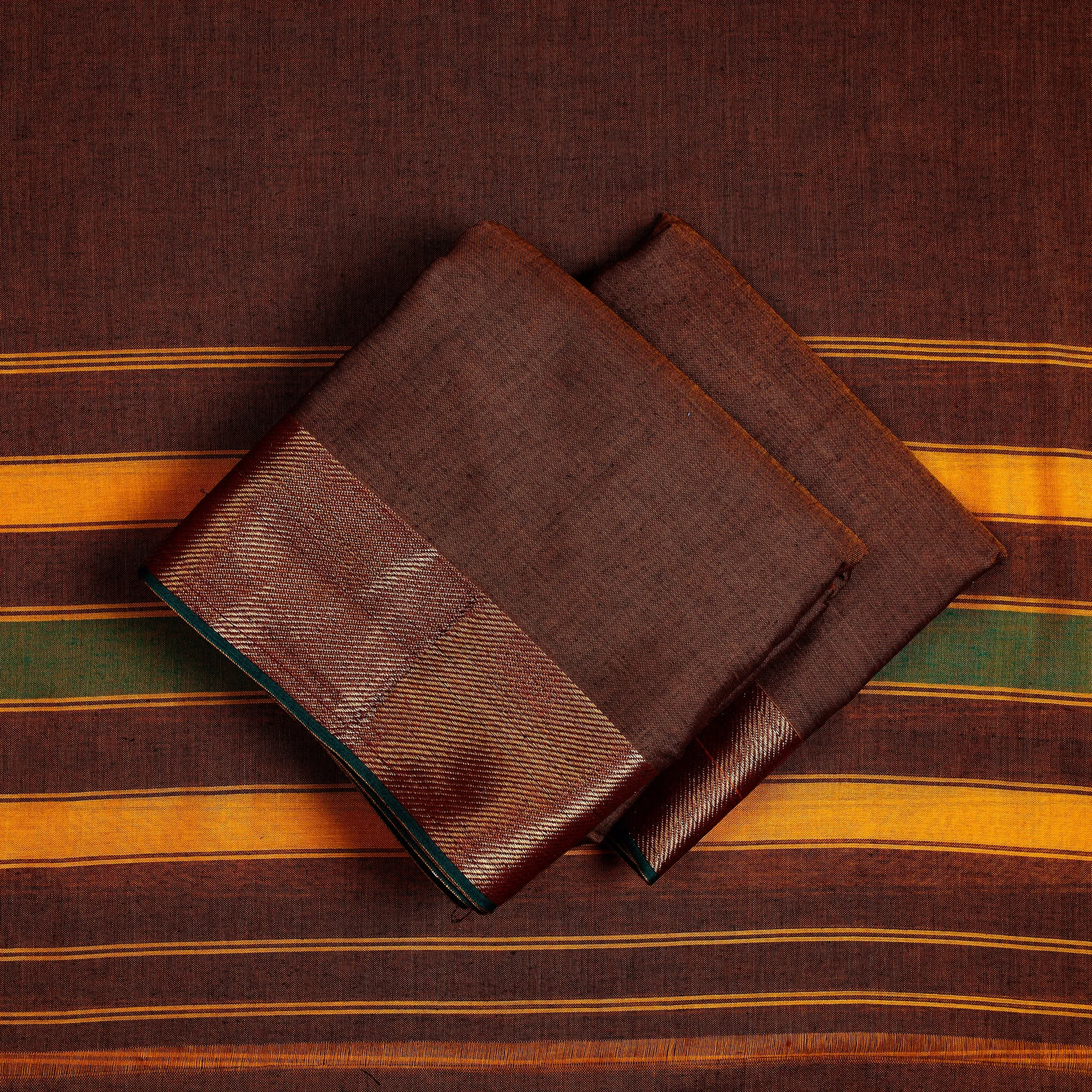 Brown - 3pc Dharwad Cotton Suit Material Set 41