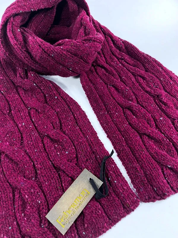 Cable and Rib Scarf – Berry - Fisherman Out of Ireland