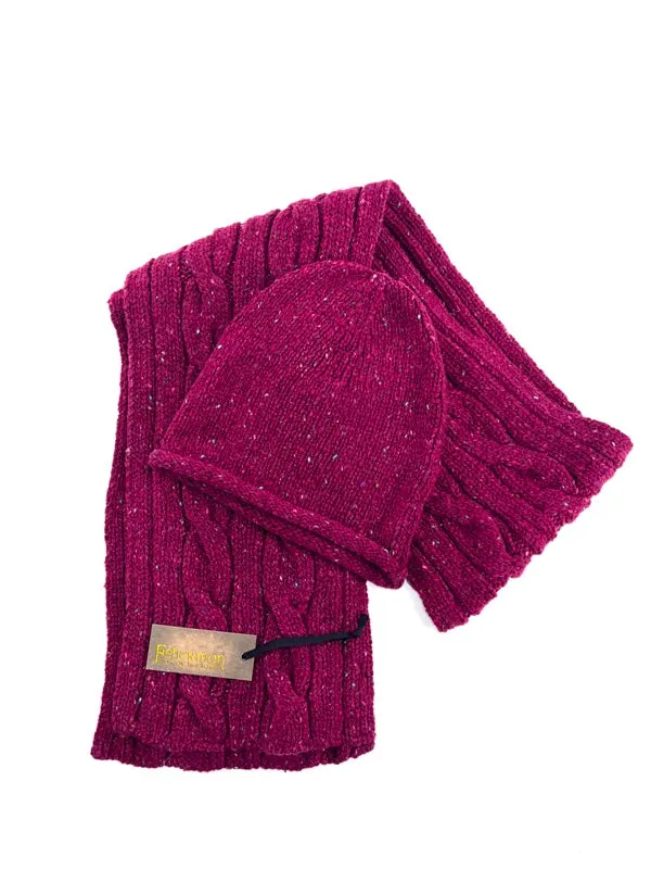 Cable and Rib Scarf – Berry - Fisherman Out of Ireland