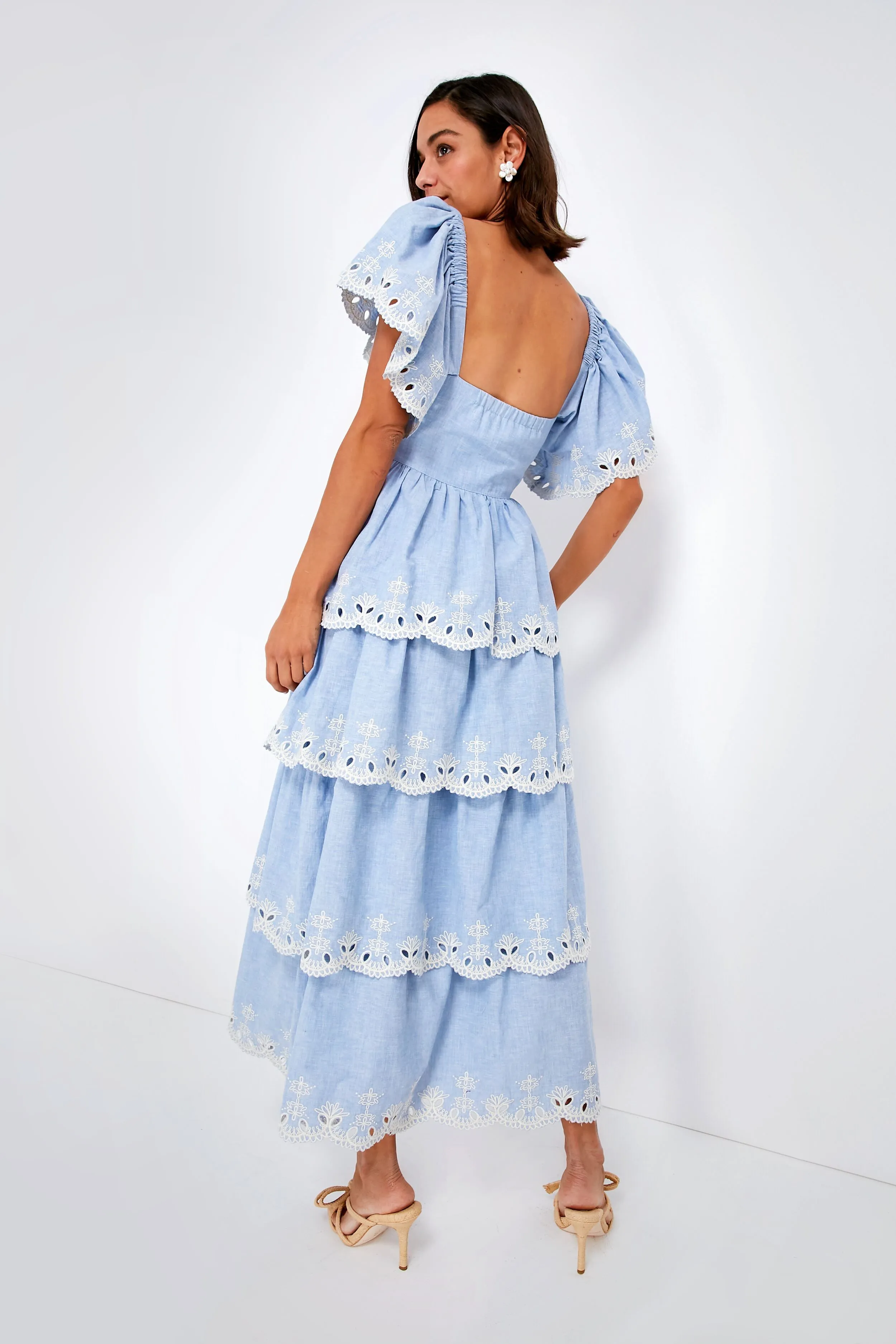 Chambray With Off-White Embroidery Ariia Dress