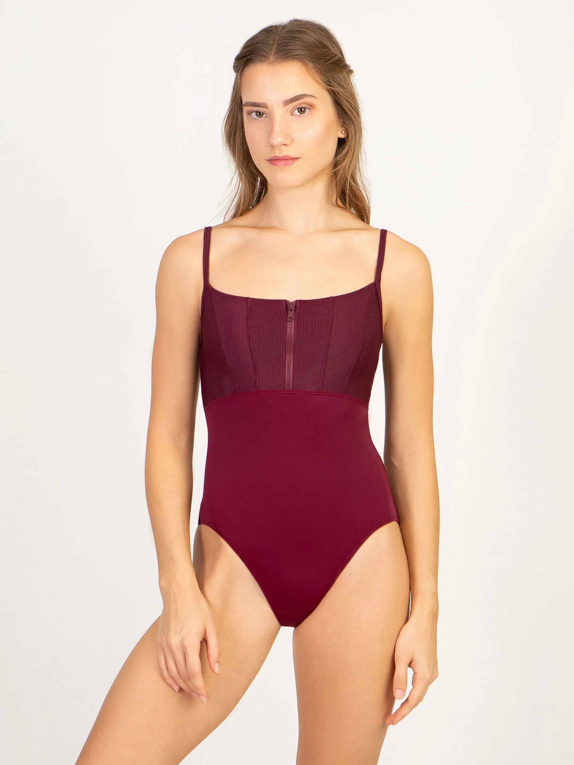 Contour Zip Front Camisole Leotard