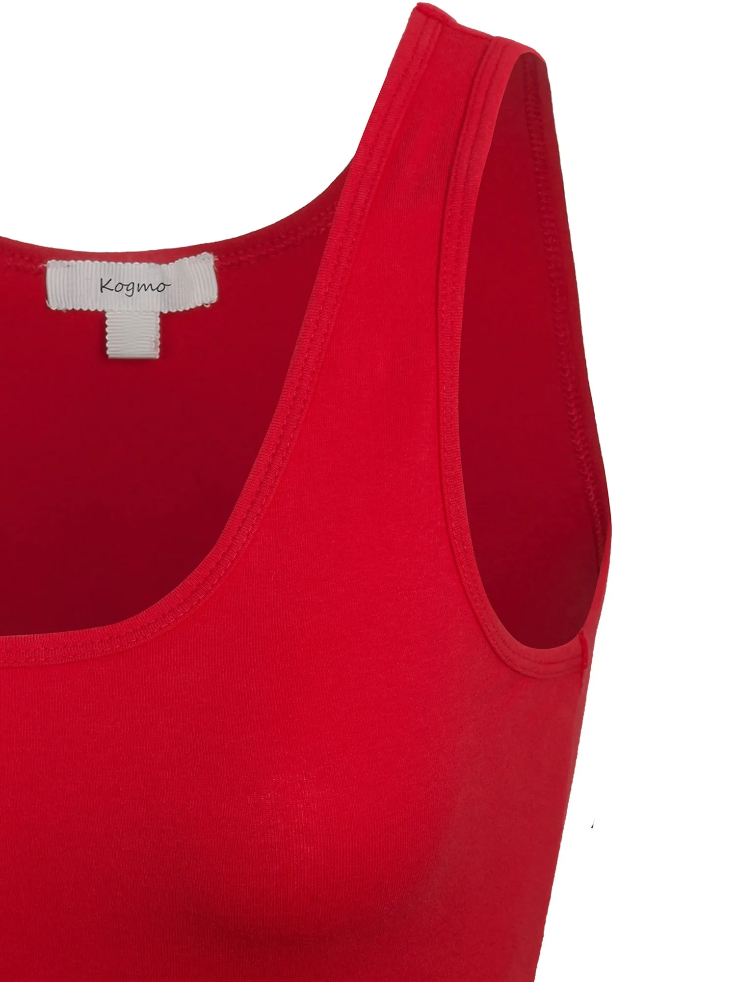 Copy of KOGMO Womens Solid Basic Sleeveless Scoop Neck Bodycon Premium Cotton Dress (S-XL)