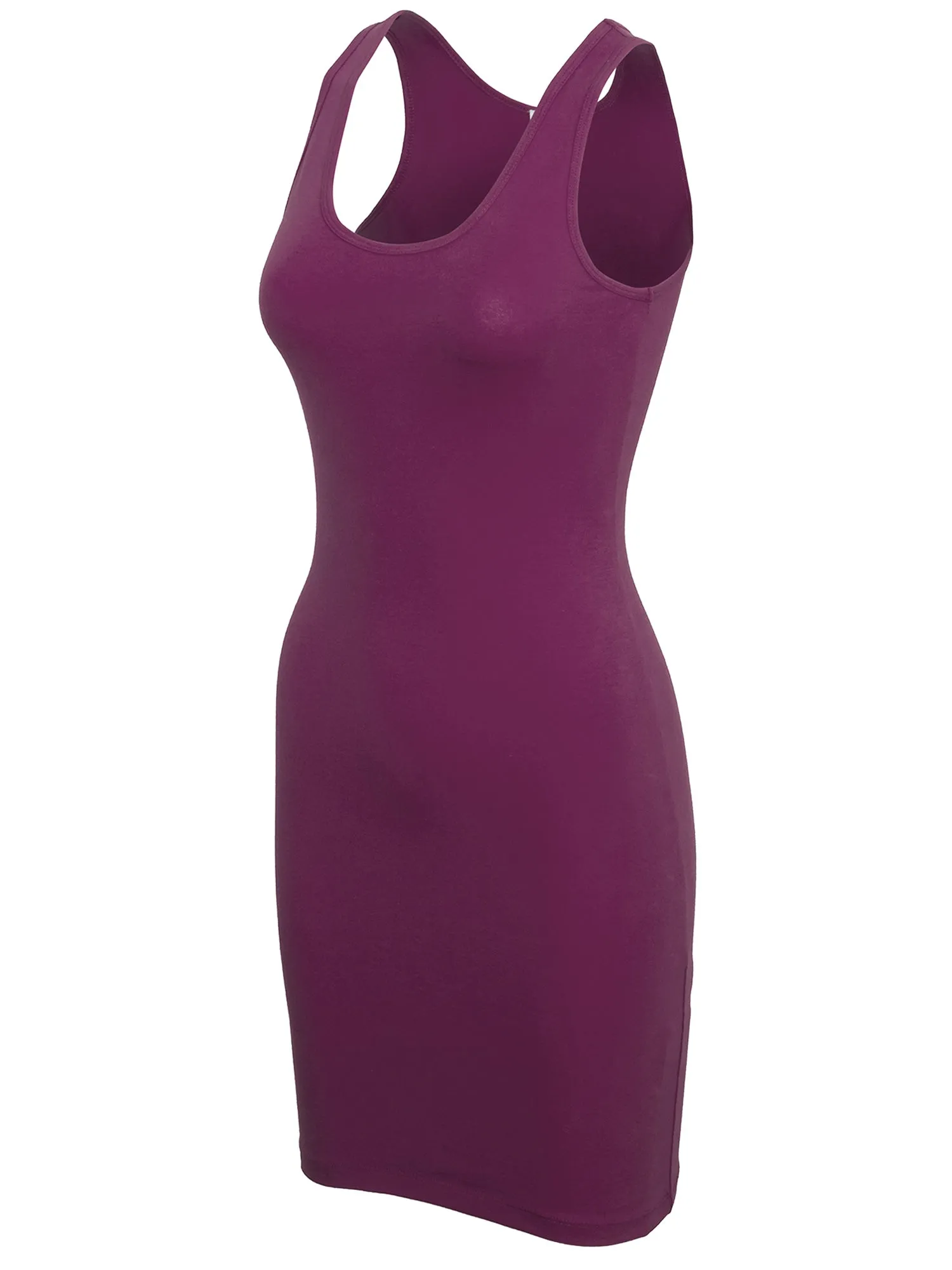 Copy of KOGMO Womens Solid Basic Sleeveless Scoop Neck Bodycon Premium Cotton Dress (S-XL)
