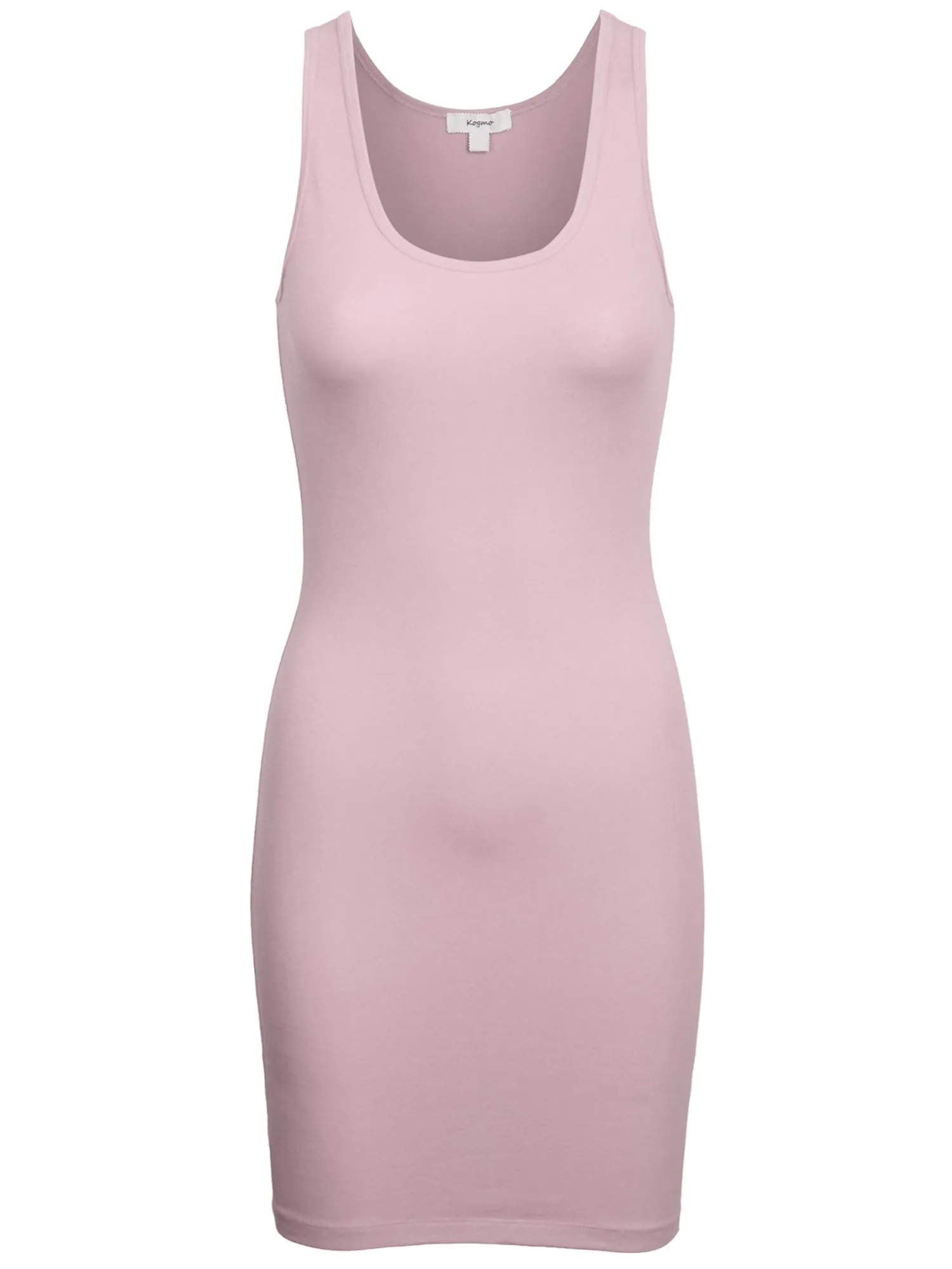 Copy of KOGMO Womens Solid Basic Sleeveless Scoop Neck Bodycon Premium Cotton Dress (S-XL)