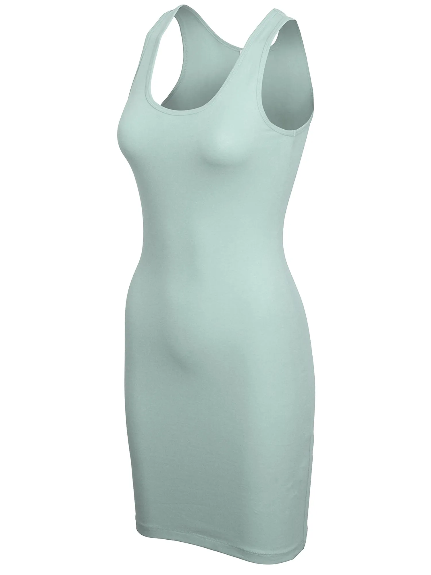 Copy of KOGMO Womens Solid Basic Sleeveless Scoop Neck Bodycon Premium Cotton Dress (S-XL)