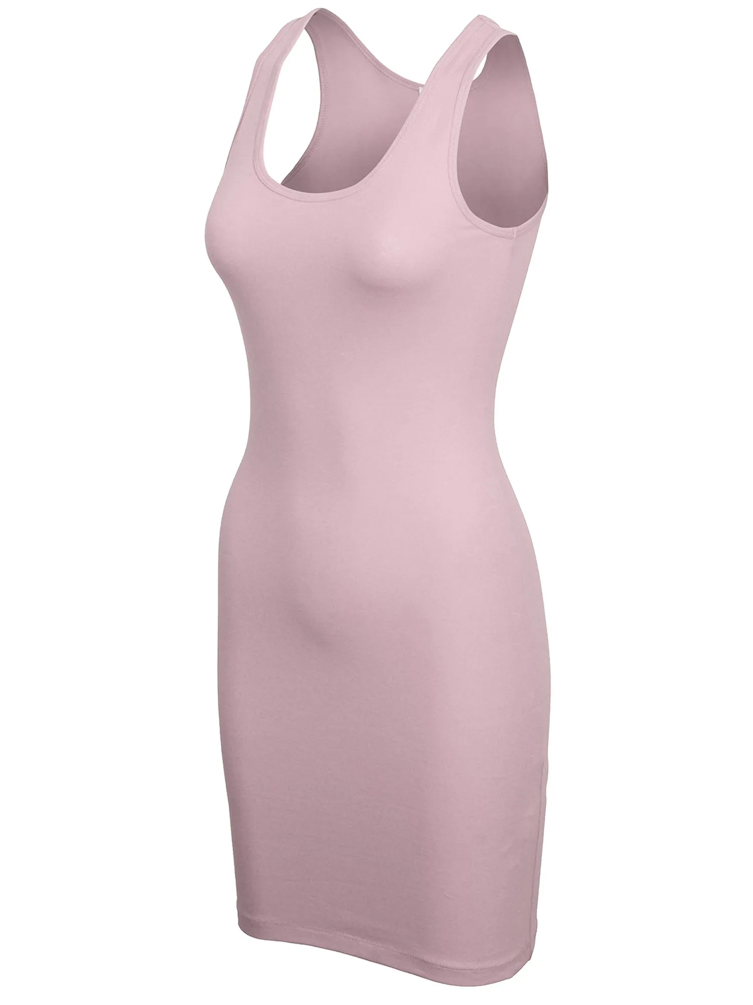Copy of KOGMO Womens Solid Basic Sleeveless Scoop Neck Bodycon Premium Cotton Dress (S-XL)