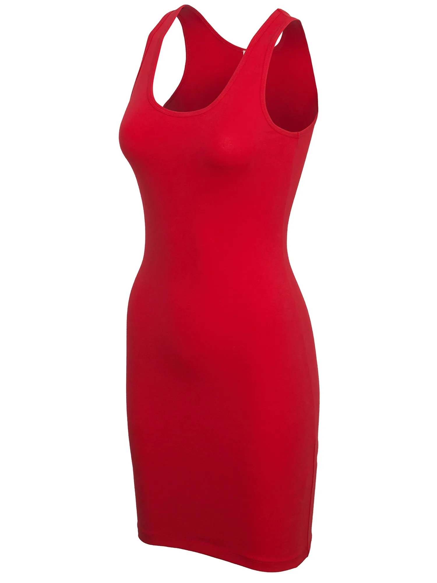 Copy of KOGMO Womens Solid Basic Sleeveless Scoop Neck Bodycon Premium Cotton Dress (S-XL)