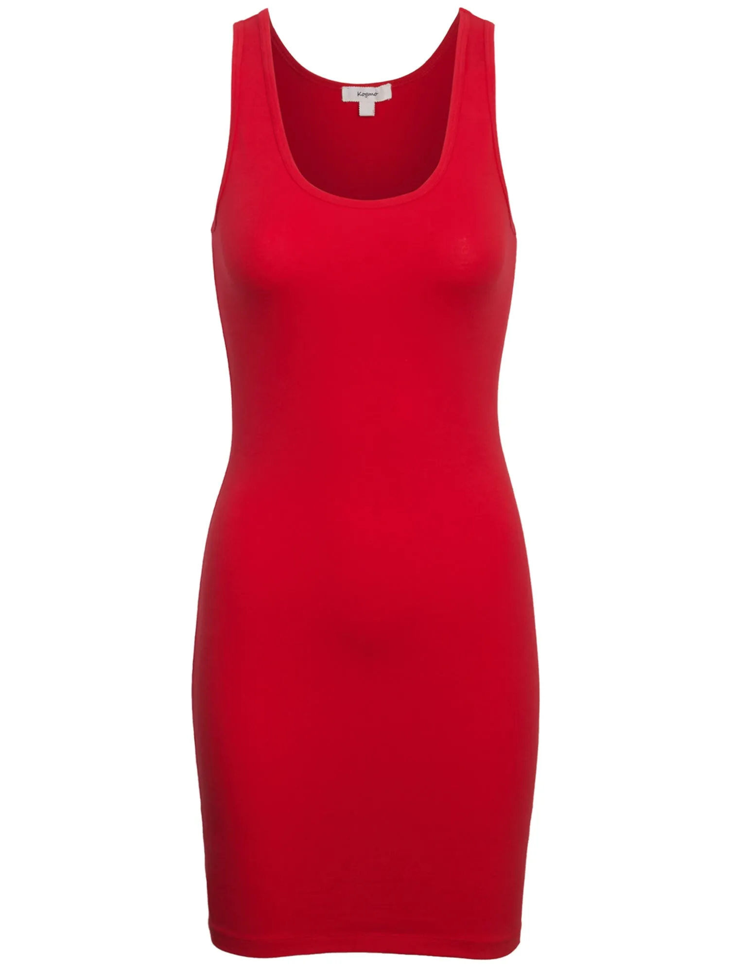 Copy of KOGMO Womens Solid Basic Sleeveless Scoop Neck Bodycon Premium Cotton Dress (S-XL)