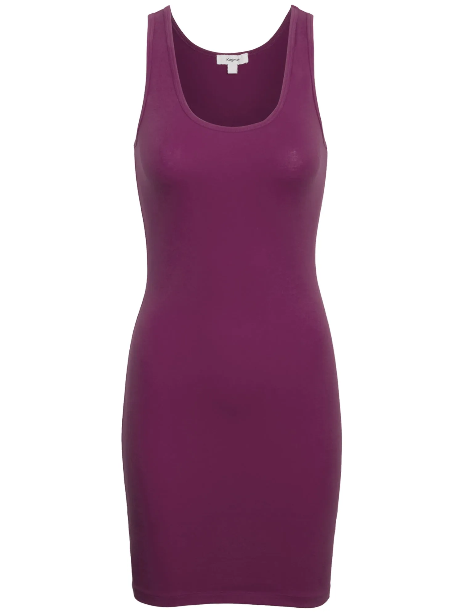 Copy of KOGMO Womens Solid Basic Sleeveless Scoop Neck Bodycon Premium Cotton Dress (S-XL)