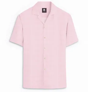 Cotton Linen - Camp Collar - Short Sleeve - Light Pink