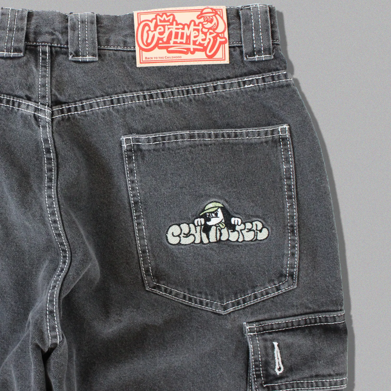 Double Denim Cargo Pants