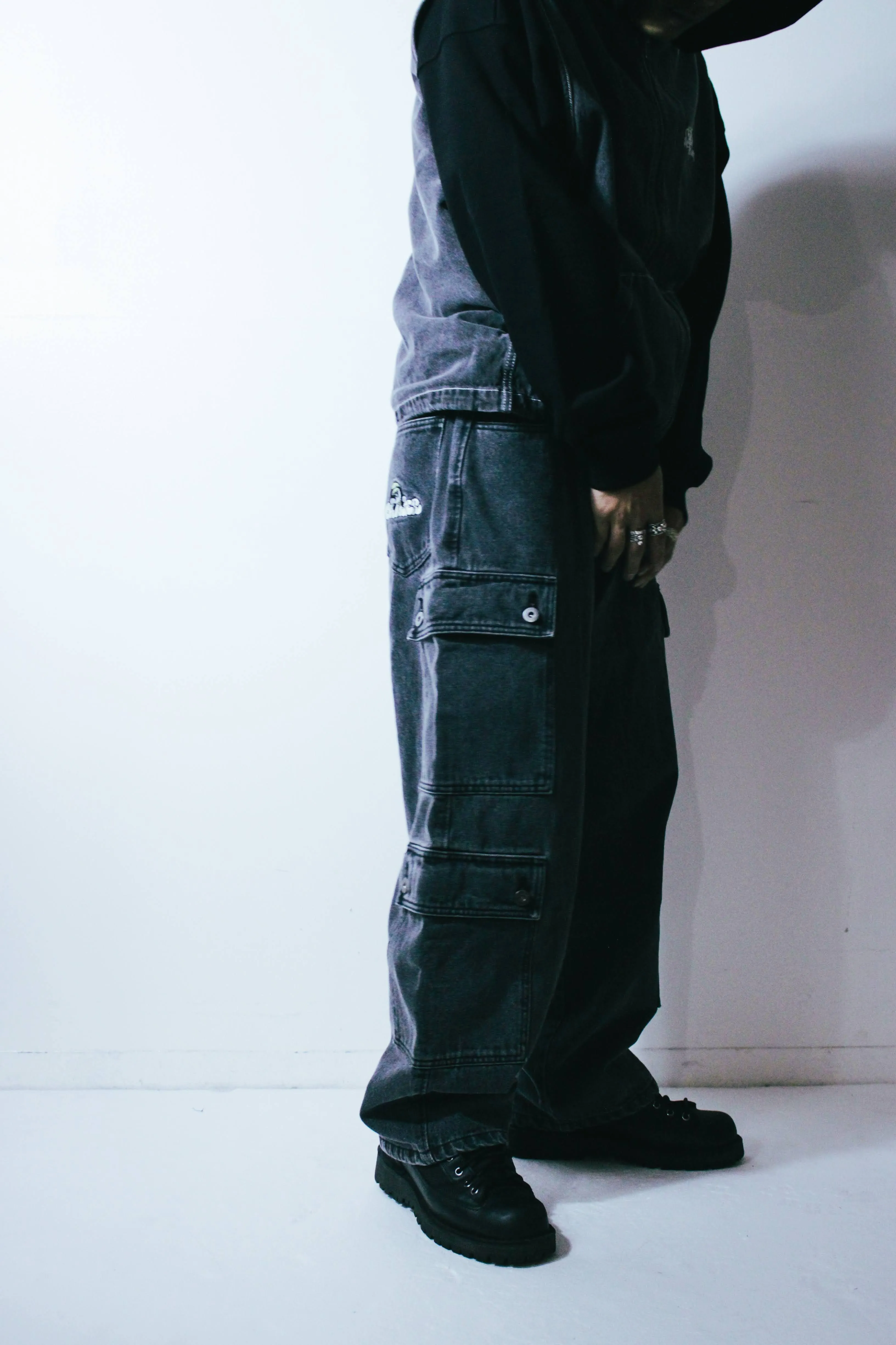 Double Denim Cargo Pants