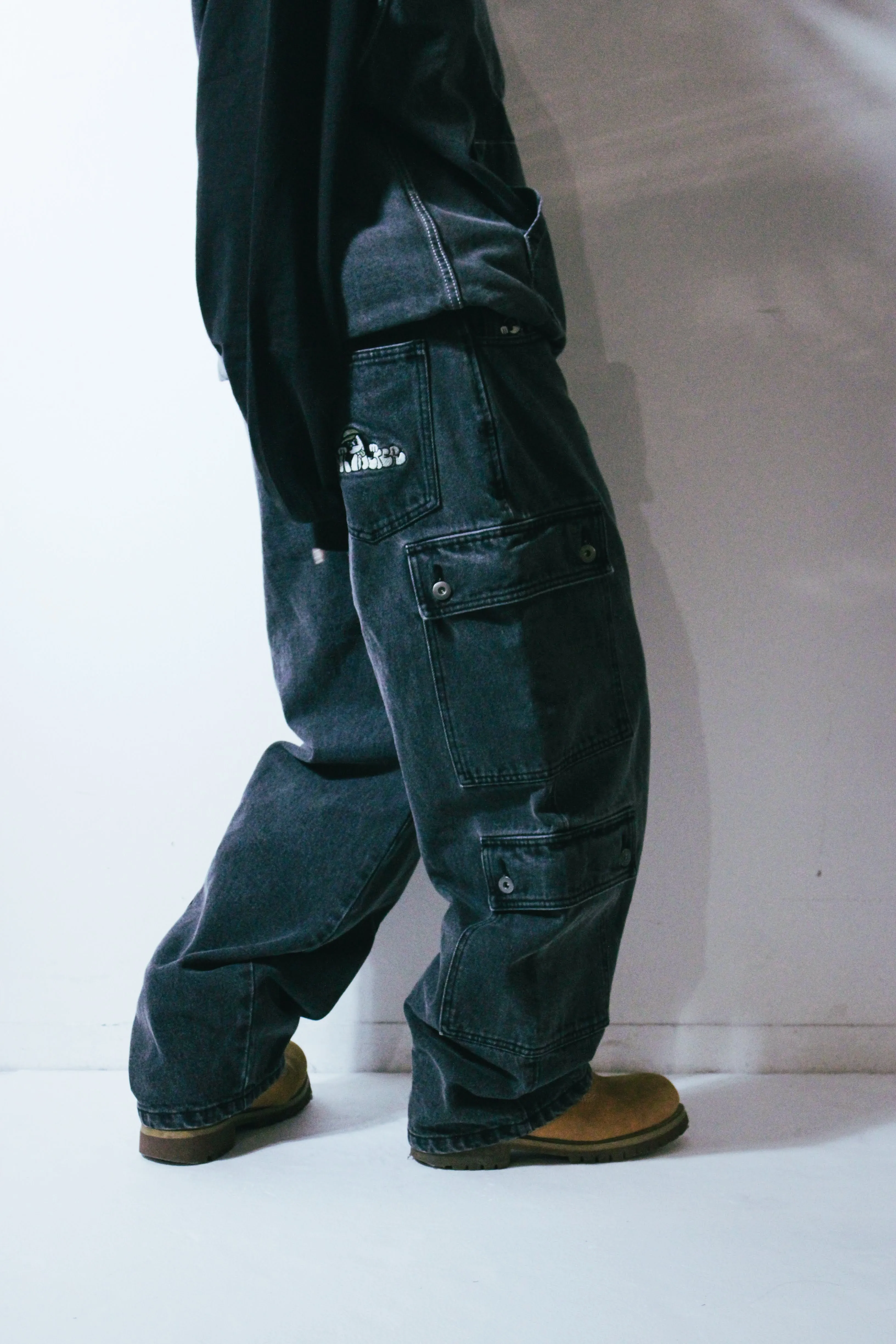 Double Denim Cargo Pants