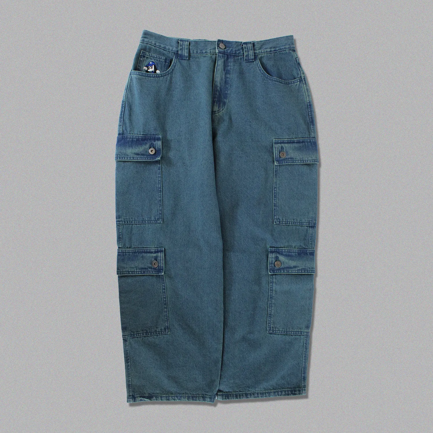 Double Denim Cargo Pants