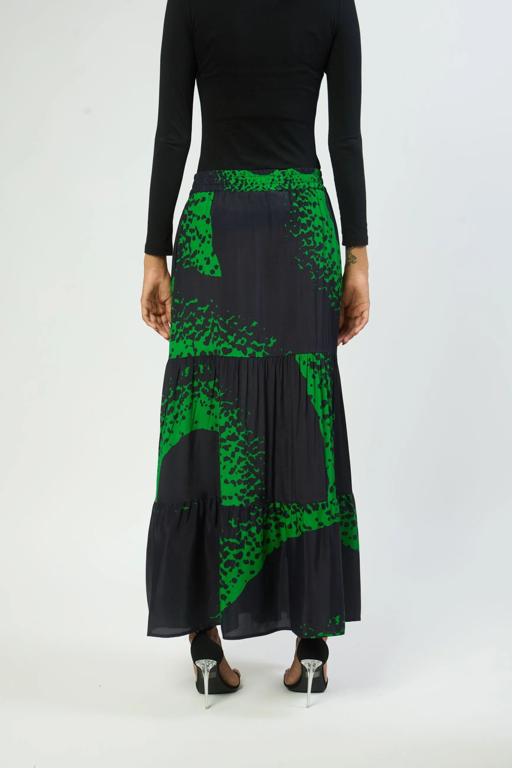 Foyin Prairie Skirt -  Sun rising Green/Black