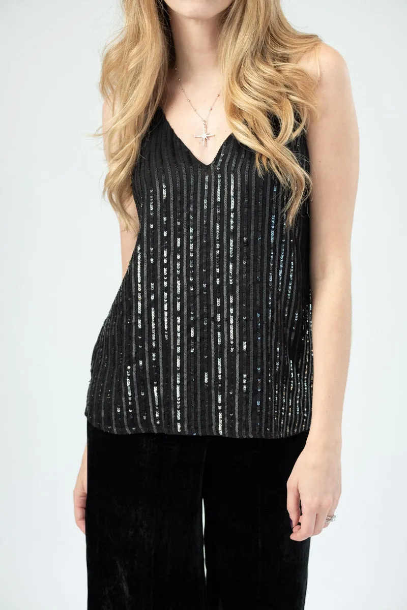 Gabriella Sequin Camisole in Black