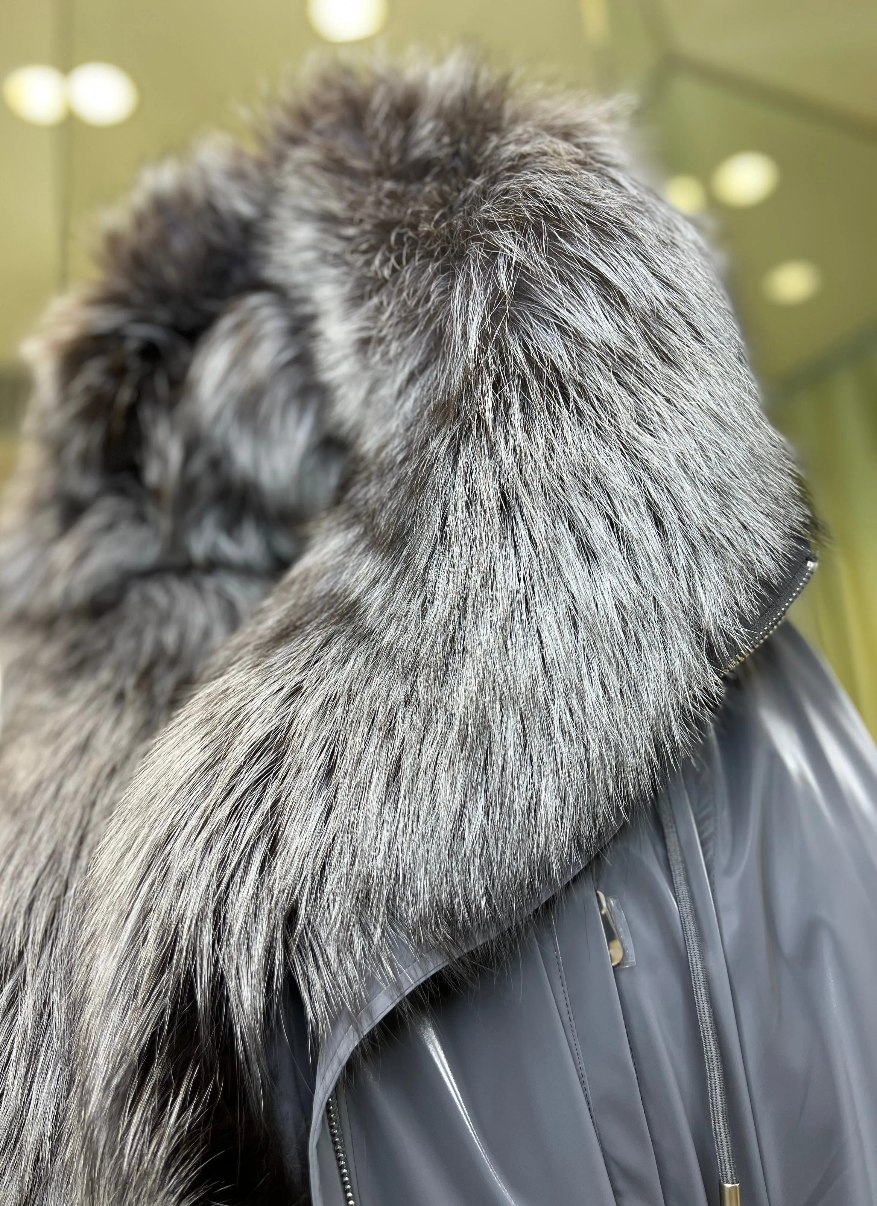 Genuine Silver Fox Fully Lined Hood Rabbit Insulated Parka
