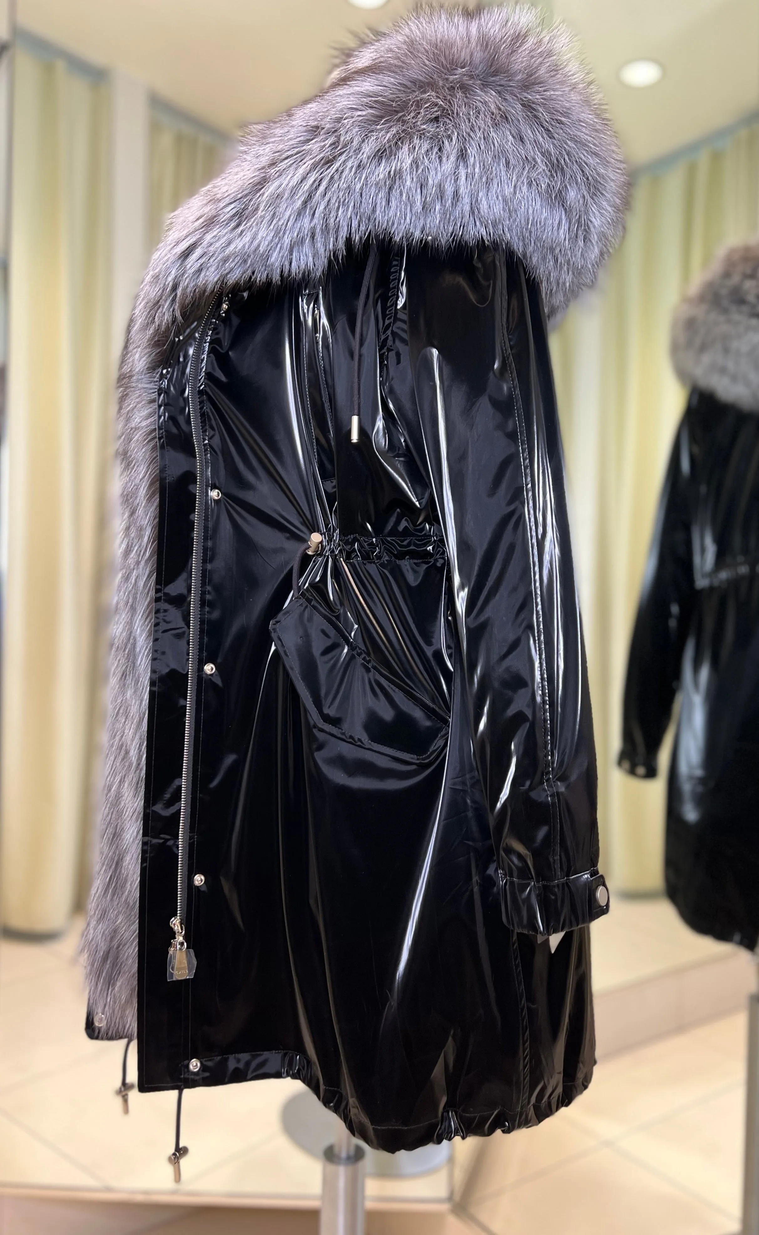 Genuine Silver Fox Fully Lined Hood Rabbit Insulated Parka