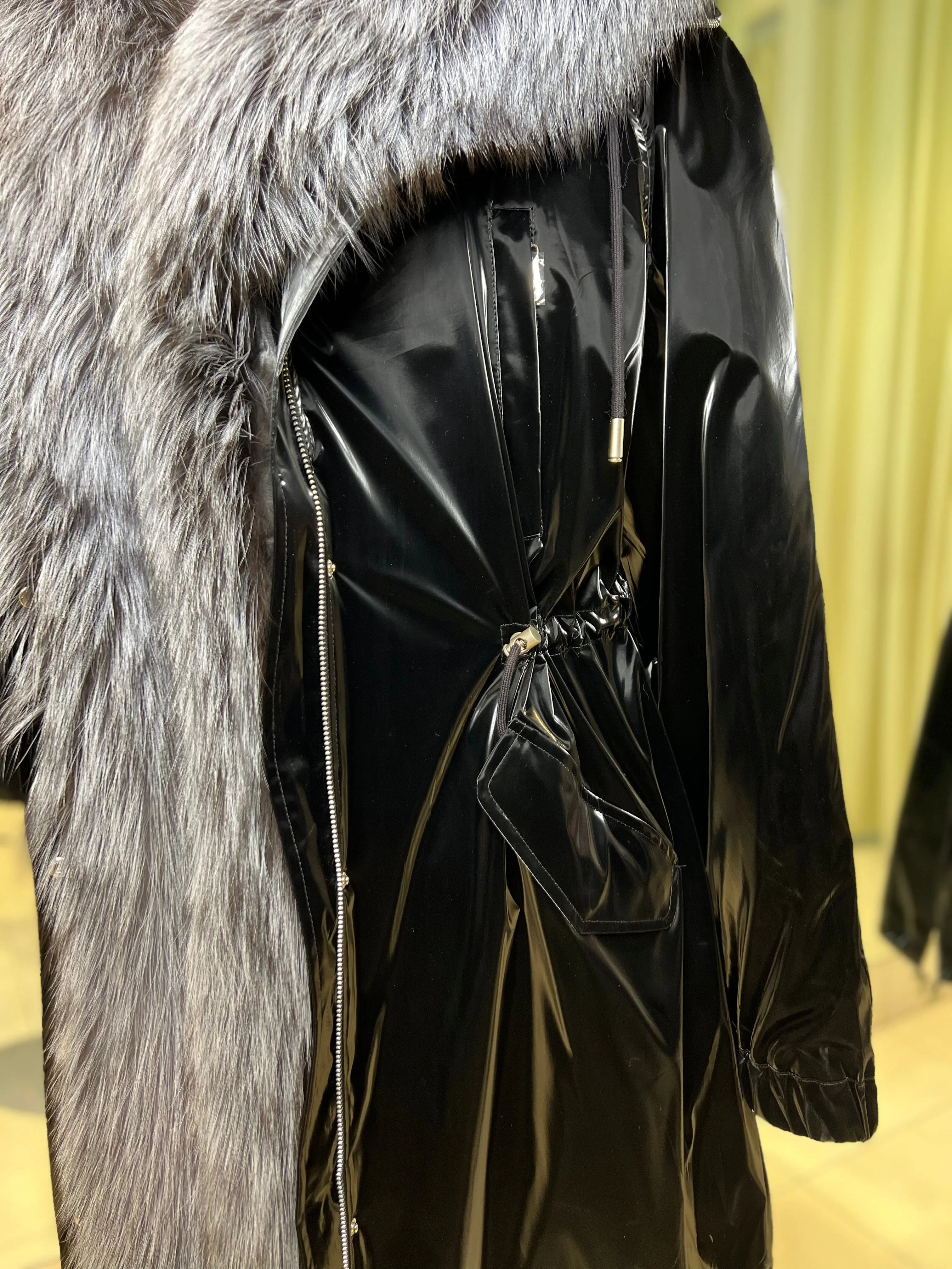 Genuine Silver Fox Fully Lined Hood Rabbit Insulated Parka