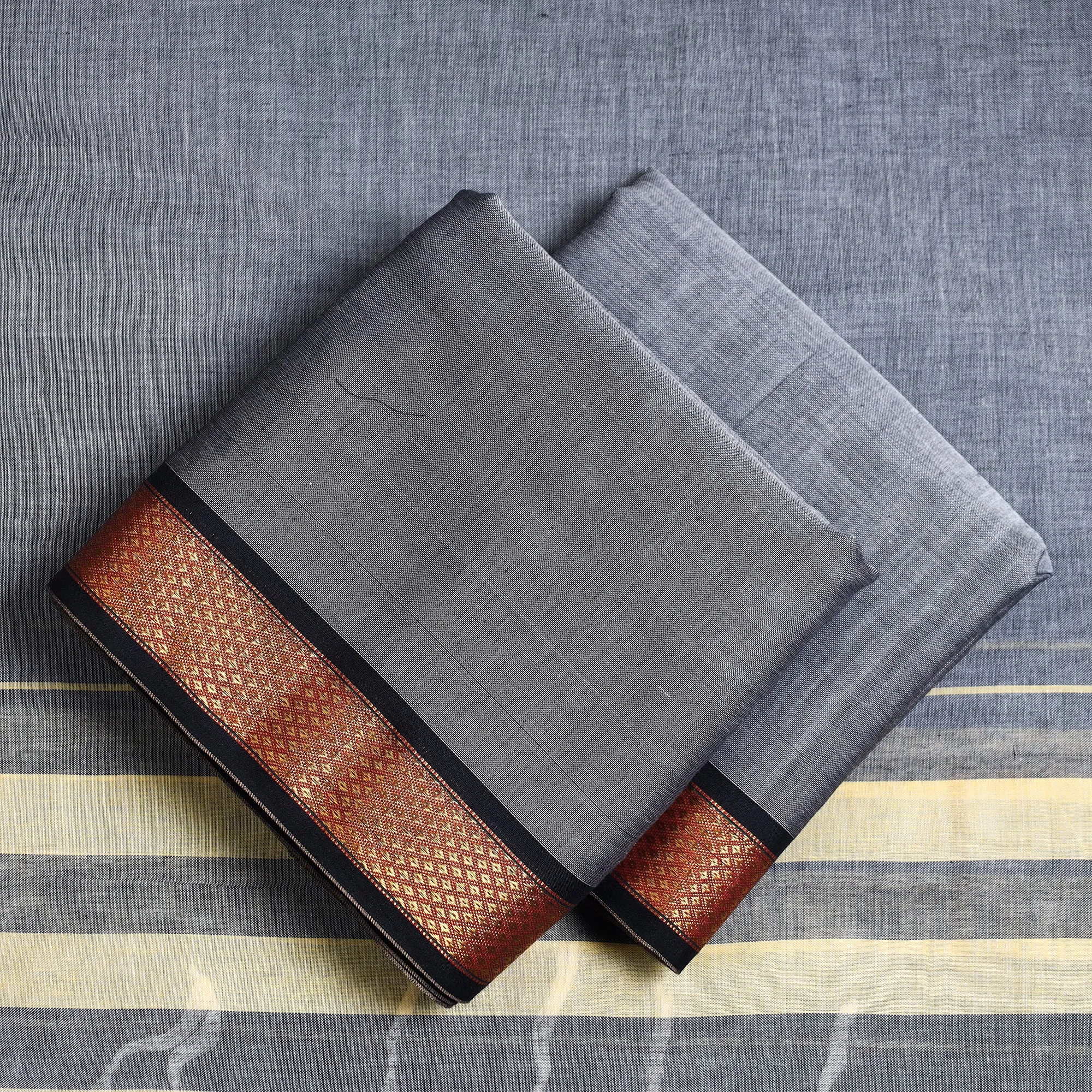 Grey - 3pc Dharwad Cotton Suit Material Set 16
