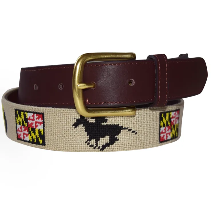 Needlepoint Belt- Maryland horse Jockey