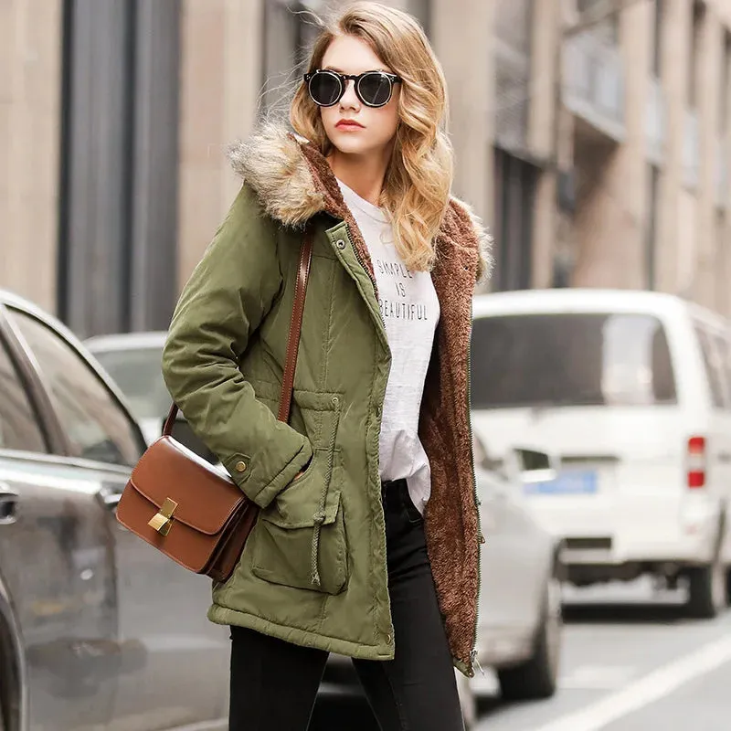new Winter Womens Parka Casual Outwear Military Hooded Coat Winter Jacket Women Fur Coats Woman Parkas Clothes  AL7646