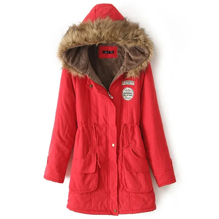 new Winter Womens Parka Casual Outwear Military Hooded Coat Winter Jacket Women Fur Coats Woman Parkas Clothes  AL7646