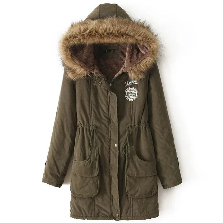 new Winter Womens Parka Casual Outwear Military Hooded Coat Winter Jacket Women Fur Coats Woman Parkas Clothes  AL7646