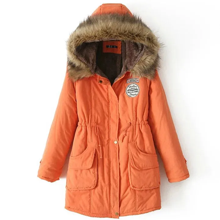new Winter Womens Parka Casual Outwear Military Hooded Coat Winter Jacket Women Fur Coats Woman Parkas Clothes  AL7646