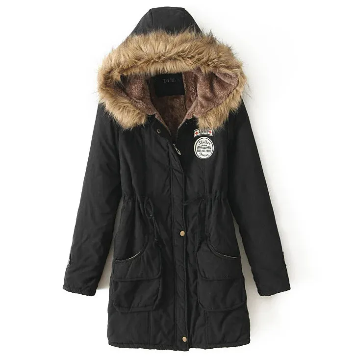 new Winter Womens Parka Casual Outwear Military Hooded Coat Winter Jacket Women Fur Coats Woman Parkas Clothes  AL7646