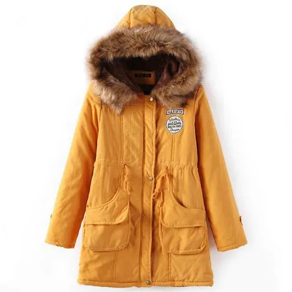 new Winter Womens Parka Casual Outwear Military Hooded Coat Winter Jacket Women Fur Coats Woman Parkas Clothes  AL7646