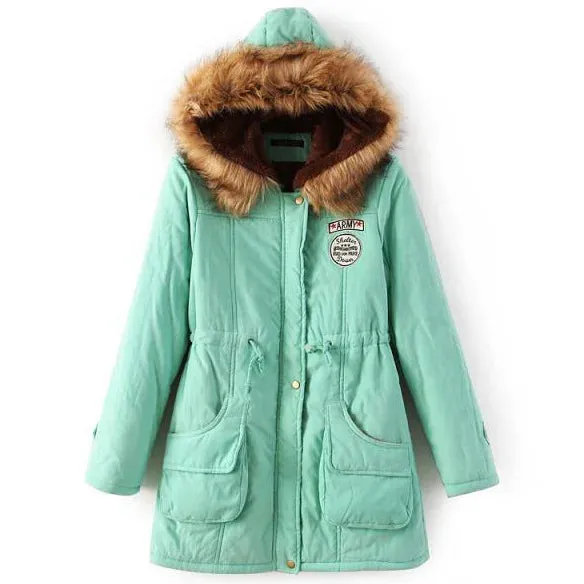 new Winter Womens Parka Casual Outwear Military Hooded Coat Winter Jacket Women Fur Coats Woman Parkas Clothes  AL7646