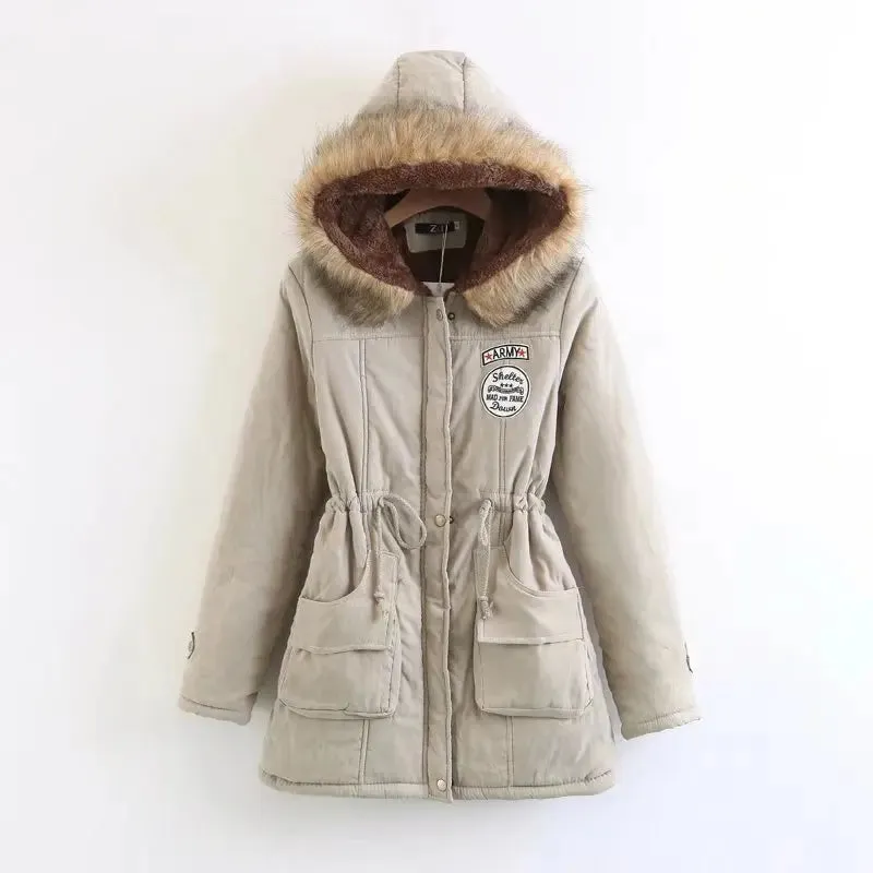 new Winter Womens Parka Casual Outwear Military Hooded Coat Winter Jacket Women Fur Coats Woman Parkas Clothes  AL7646