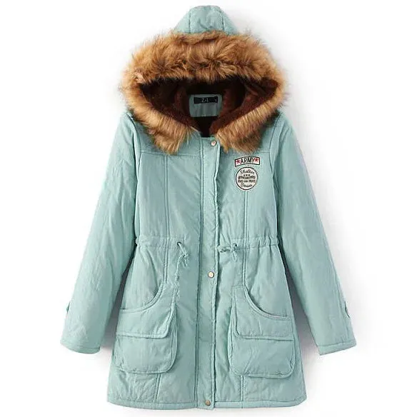 new Winter Womens Parka Casual Outwear Military Hooded Coat Winter Jacket Women Fur Coats Woman Parkas Clothes  AL7646