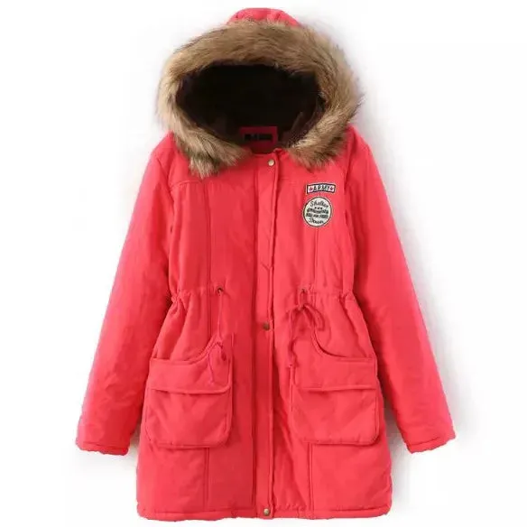 new Winter Womens Parka Casual Outwear Military Hooded Coat Winter Jacket Women Fur Coats Woman Parkas Clothes  AL7646