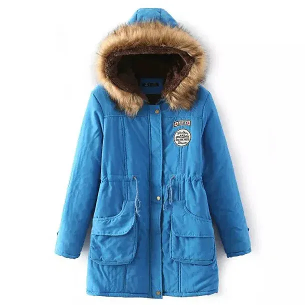 new Winter Womens Parka Casual Outwear Military Hooded Coat Winter Jacket Women Fur Coats Woman Parkas Clothes  AL7646
