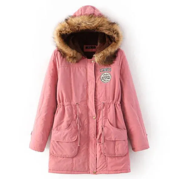 new Winter Womens Parka Casual Outwear Military Hooded Coat Winter Jacket Women Fur Coats Woman Parkas Clothes  AL7646