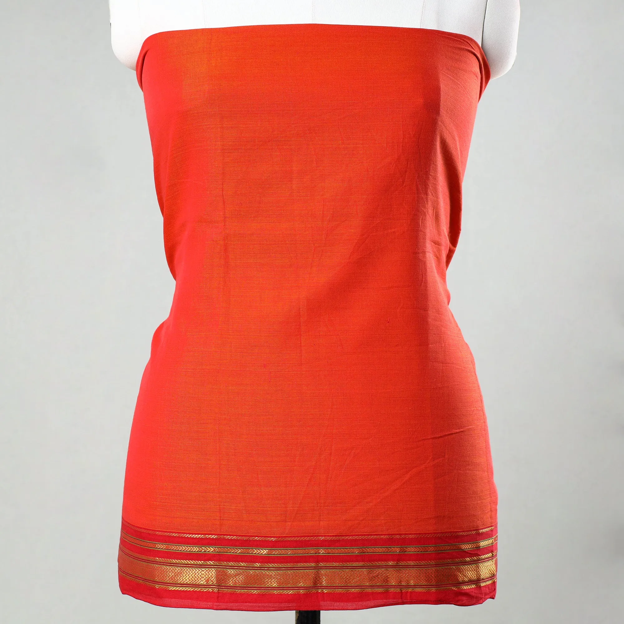 Orange - 3pc Dharwad Cotton Suit Material Set 62