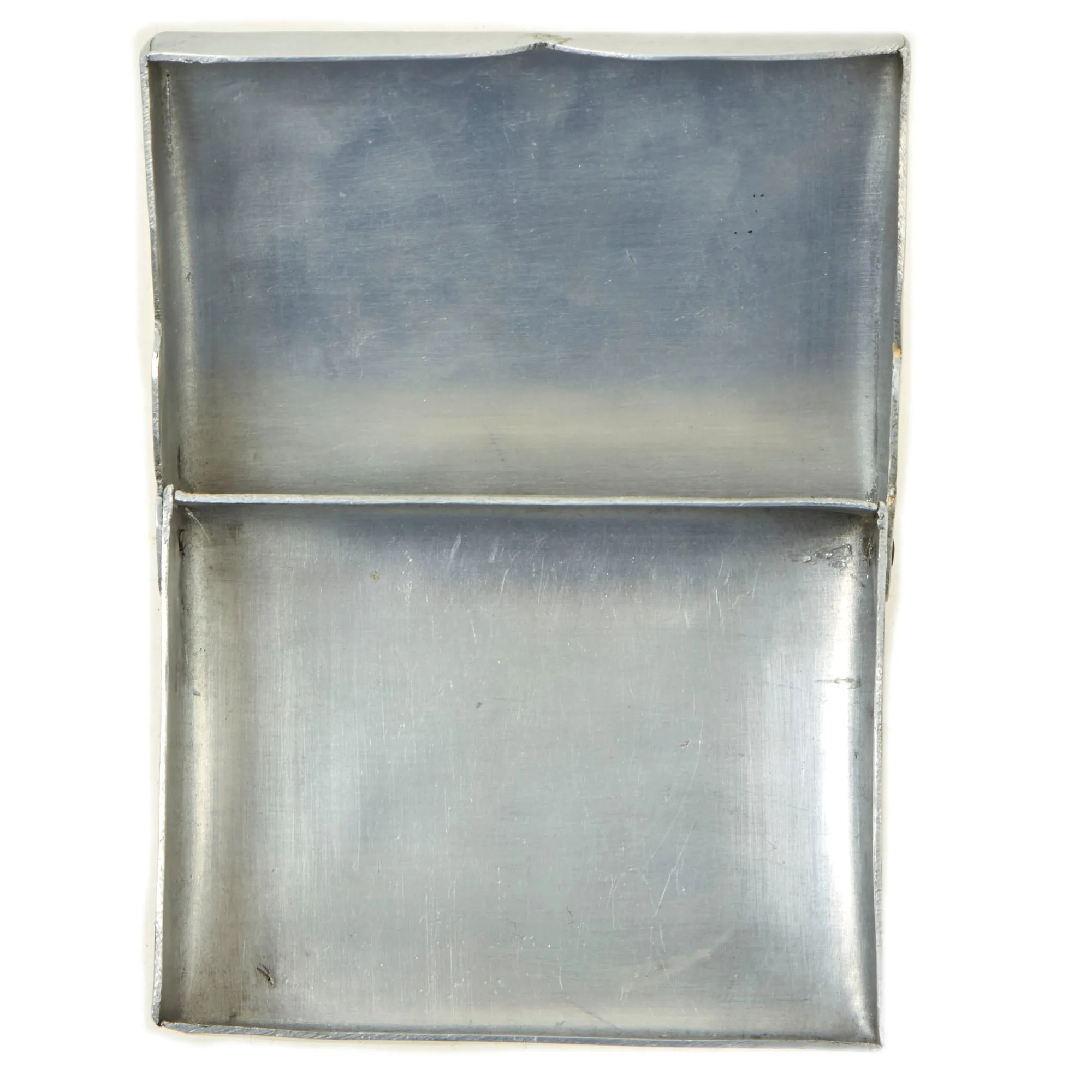 Original U.S. WWII German POW Made Cigarette Case For Ssgt Gregory Oehm of the 517th Parachute Infantry Regiment, 17th Airborne With Jump Wings and Interview Printout - Cigarette Case Constructed From P-51 Mustang Parts