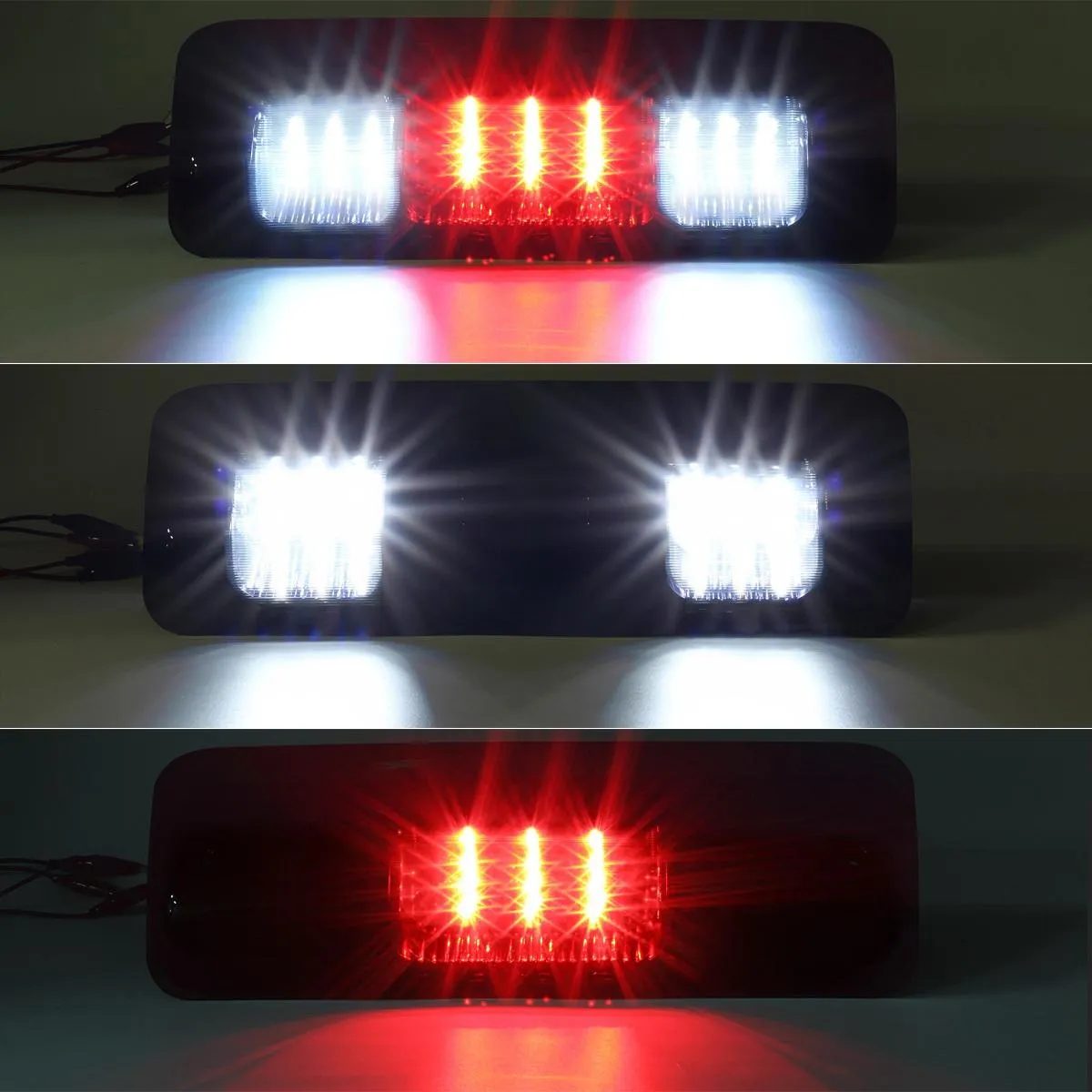 Partsam Replacement for F150 F-150 2004 2005 2006 2007 2008 High Mount Stop Light 3rd Third Brake Light Smoked LED Rear Cab Roof Center Mount Brake Tail Cargo Light Lamp Chrome Housing w/3 Plugs