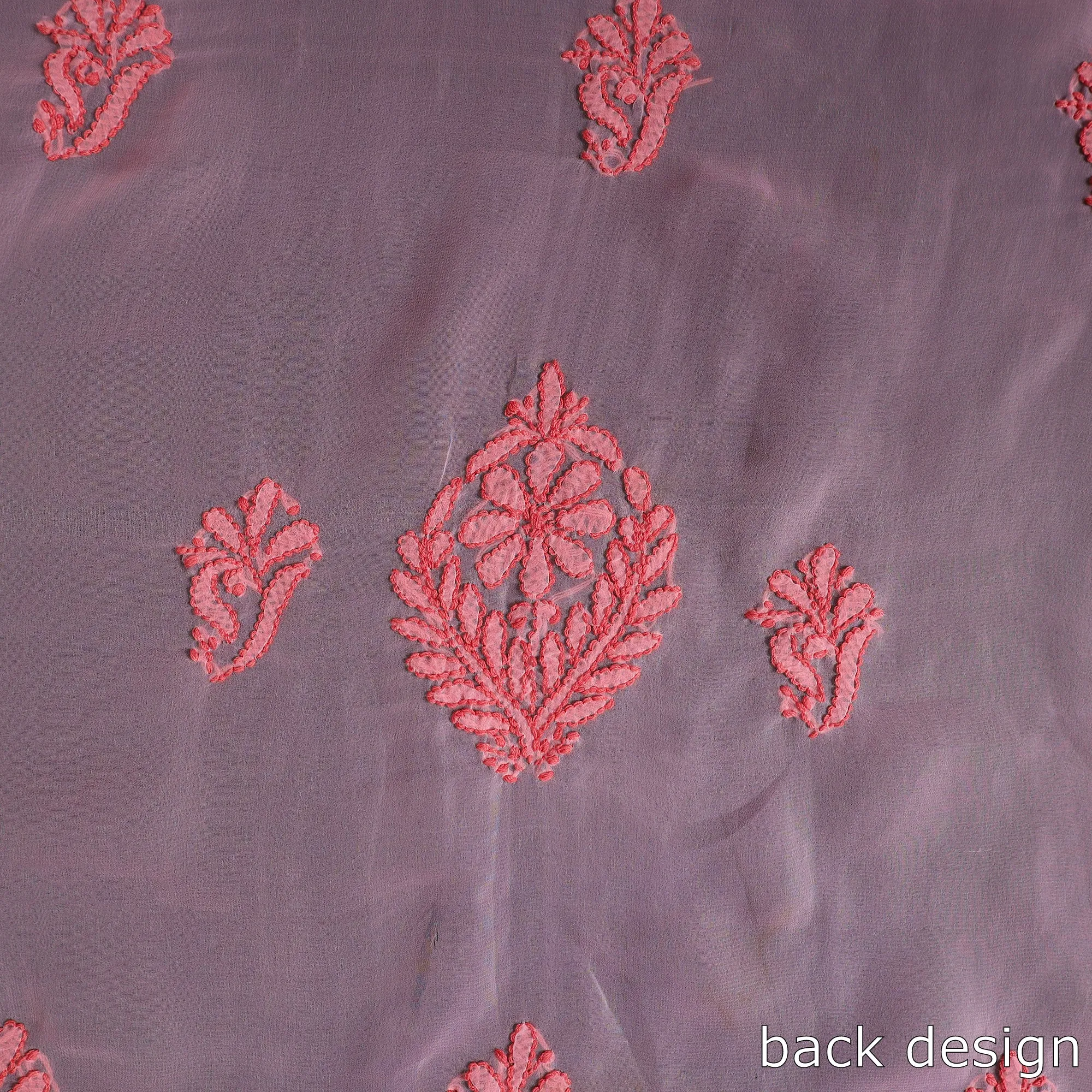 Peach - 3pc Hand Embroidery Georgette Chikankari Dress Material 21